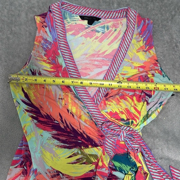 BCBGMaxAzria Colorful Abstract Midi Wrap Dress, Size Medium - Picture 5 of 6